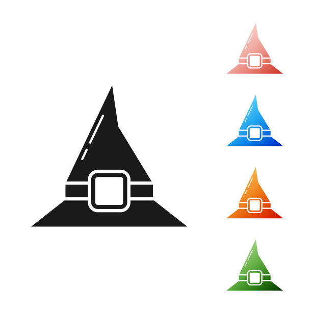 黑色女巫帽图标孤立在白色背景图片下载