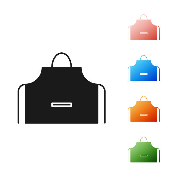 黑色厨房围裙图标孤立在白色上图片下载