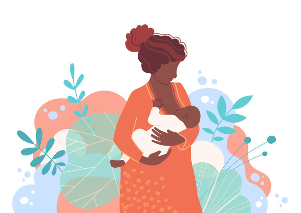 可爱的母亲正在给新生儿哺乳图片下载