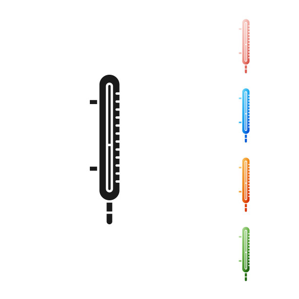 黑色气象学温度计测量图标图片下载