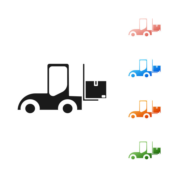 黑色叉车图标孤立在白色上图片下载