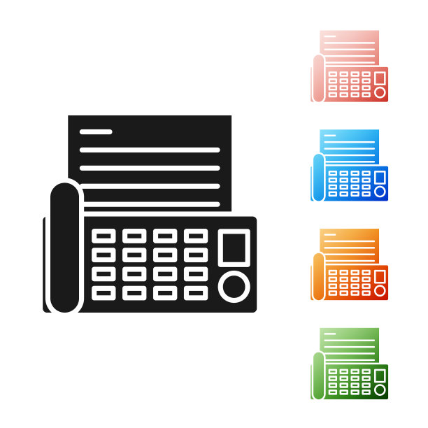黑色传真机图标隔离在白色图片下载