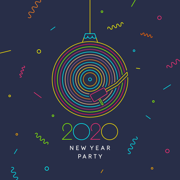 2020年新年派对横幅海报黑胶图片下载