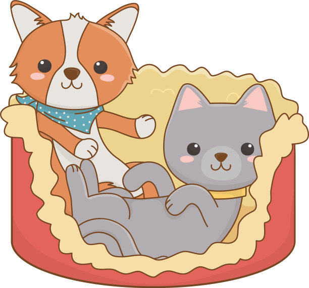 猫和狗的卡通设计图片下载