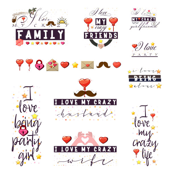 用在t恤海报和标语上的疯狂爱情名言图片下载