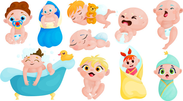 可爱宝宝卡通贴纸套装图片下载