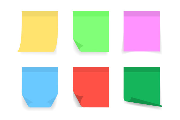 红色、蓝色、橙色的便利贴图片下载