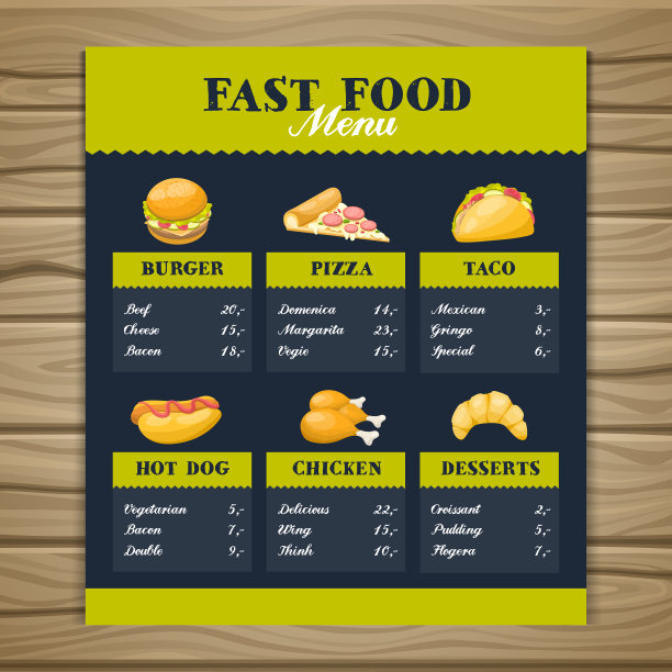 快餐店菜单模板图片下载