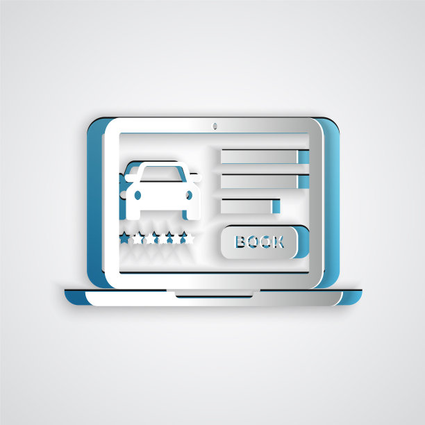 剪纸在线汽车共享图标孤立在灰色图片下载