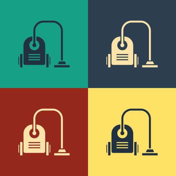 彩色真空吸尘器图标隔离的颜色图片下载