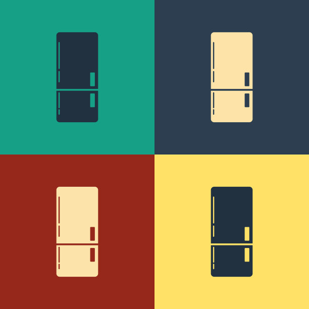 彩色冰箱图标孤立的颜色图片下载