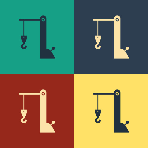 彩色港口起重机图标隔离颜色图片下载