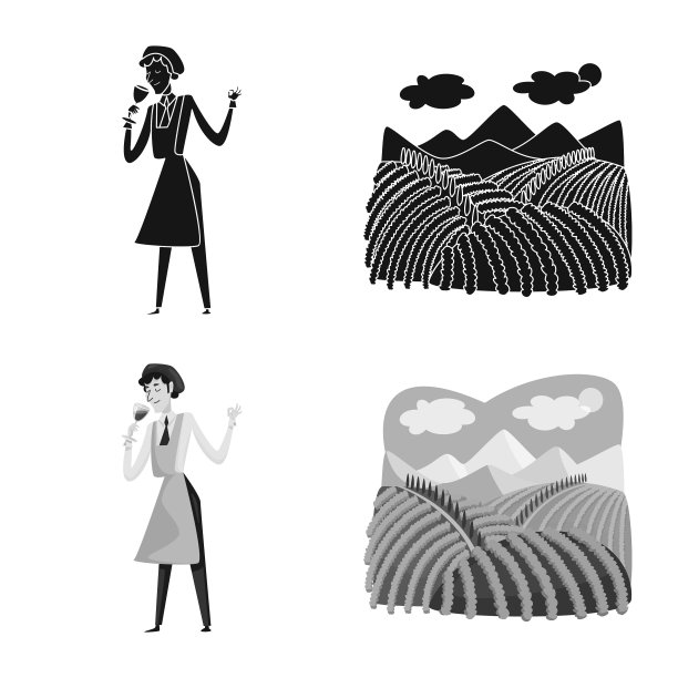 设计农场和葡萄园的图标集图片下载