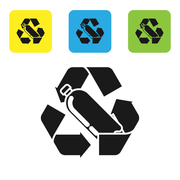 黑色回收塑料瓶图标孤立图片下载