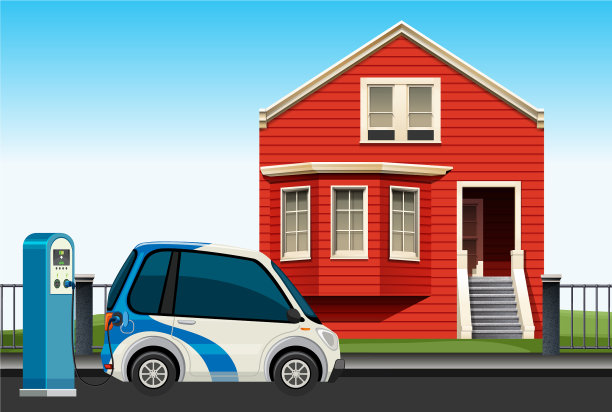 电动汽车在前房充电图片下载