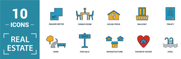房地产图标集包括创意元素图片下载