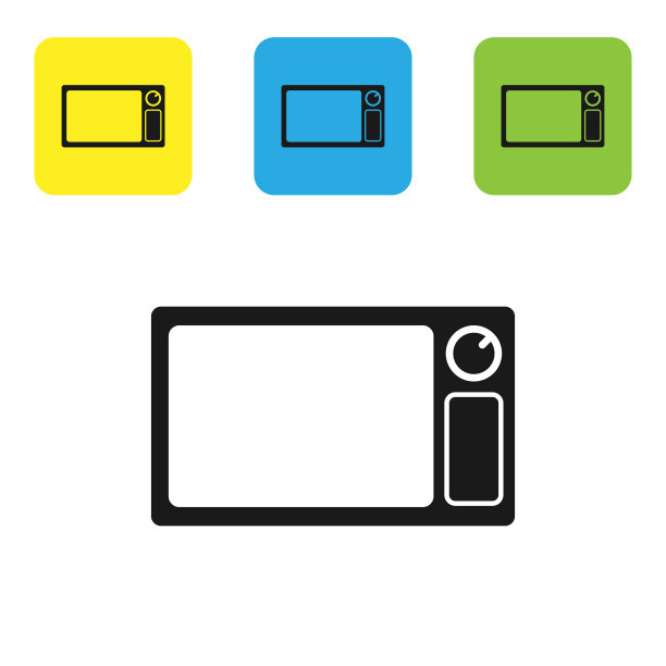 黑色微波炉图标孤立在白色图片下载