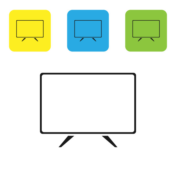 黑色智能电视图标孤立在白色背景图片下载