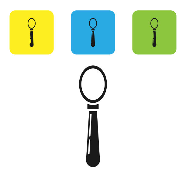 黑色勺子图标孤立在白色背景图片下载