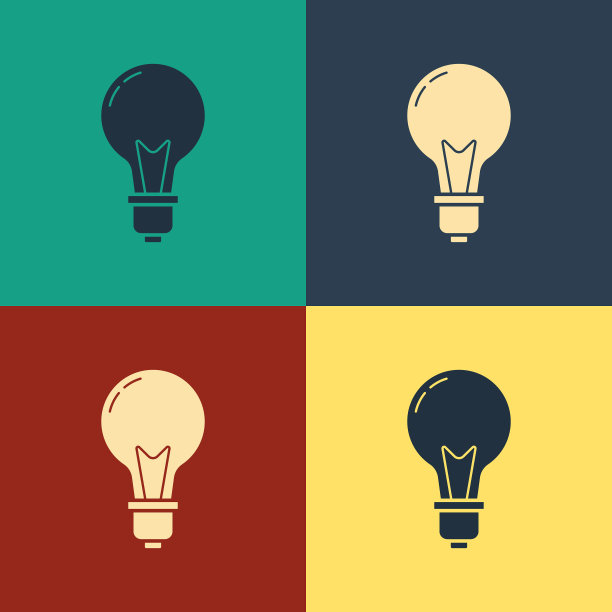 彩色灯泡与概念概念图标图片下载