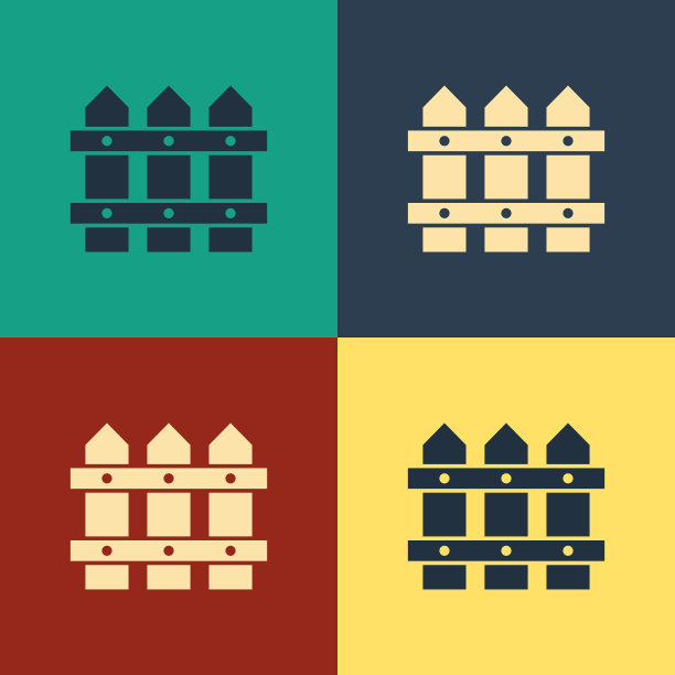 色彩花园栅栏木制图标孤立上的色彩图片下载