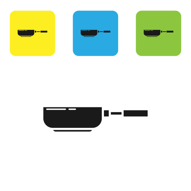 黑色煎锅图标孤立在白色背景图片下载