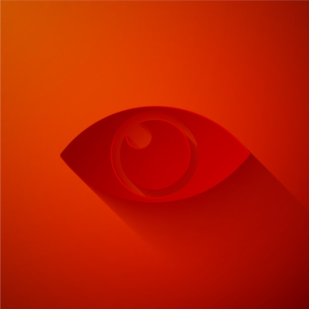剪纸眼睛图标孤立在红色背景图片下载