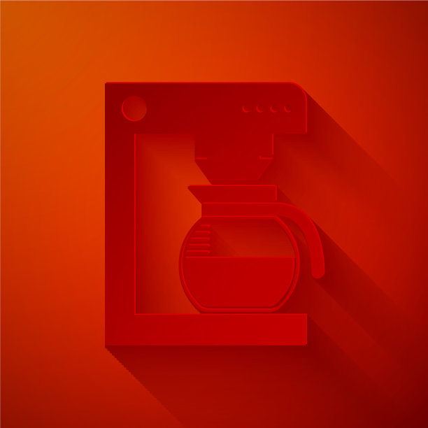 剪纸咖啡机与玻璃壶的图标图片下载