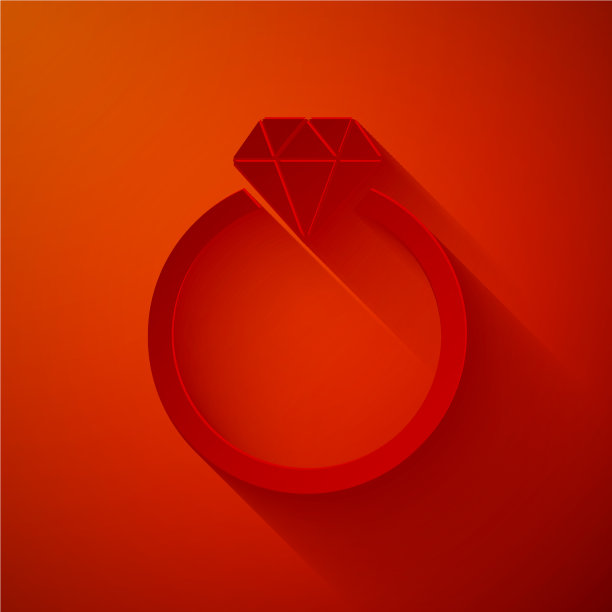 纸切割钻石订婚戒指图标隔离图片下载