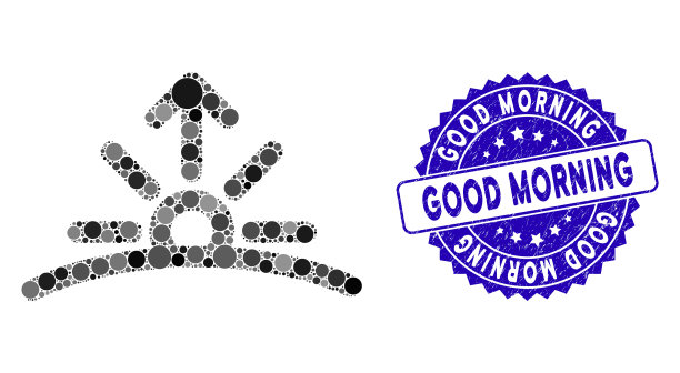 拼贴日出偶像与垃圾早安印章图片下载