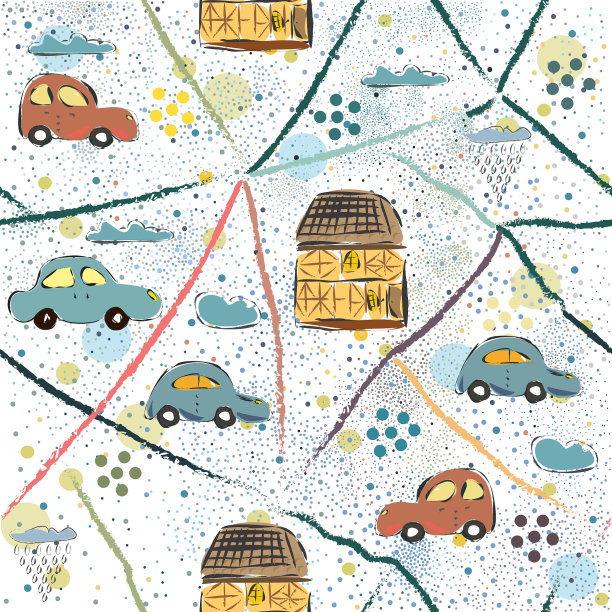 无缝模式与手绘汽车图片下载