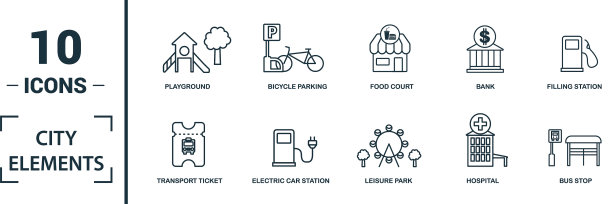 城市元素图标集包括创意元素图片下载