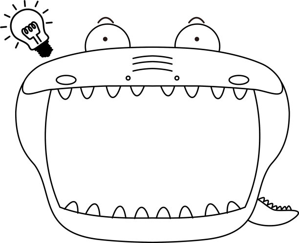 可爱的凯门鳄白板轮廓图片下载