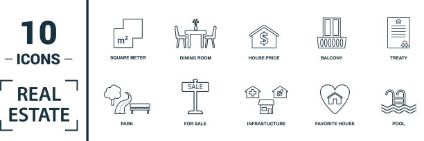 房地产图标集包括创意元素图片下载