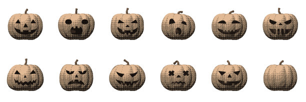 南瓜脸设置复古万圣节在8位艺术图片下载