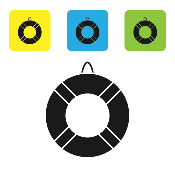 黑色救生圈图标孤立在白色背景上图片下载