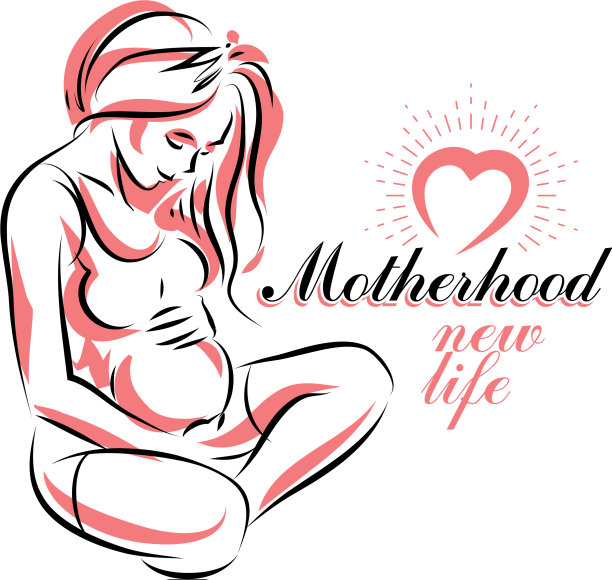 典雅孕妇身体剪影素描图片下载