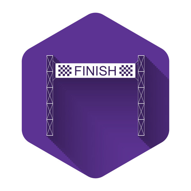 白色丝带在终点线与图标隔离图片下载