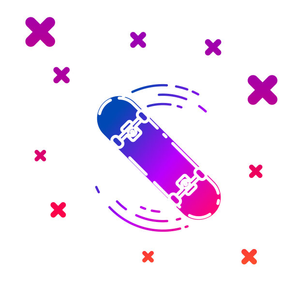 彩色滑板把戏图标孤立在白色图片下载