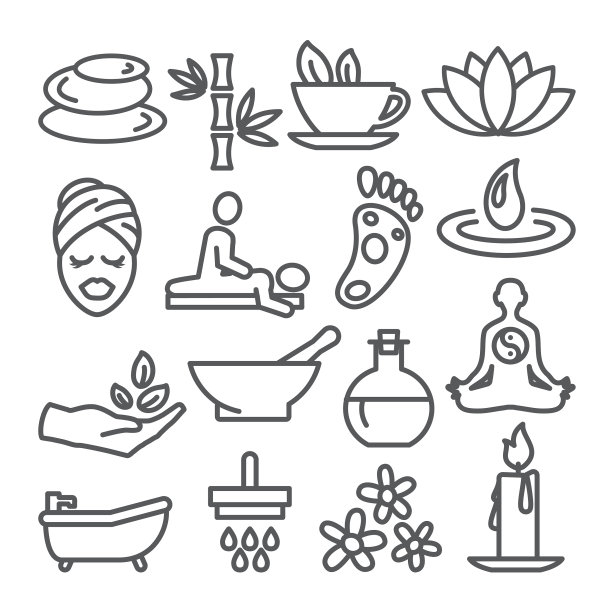 水疗线图标设置在白色背景图片下载