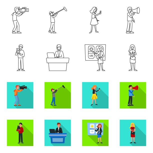 孤立对象新闻和工作室标志集图片下载