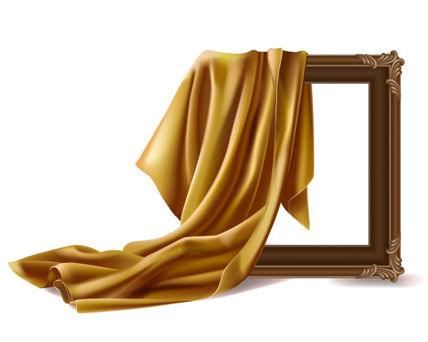 红色丝绸布覆盖木制相框孤立图片下载