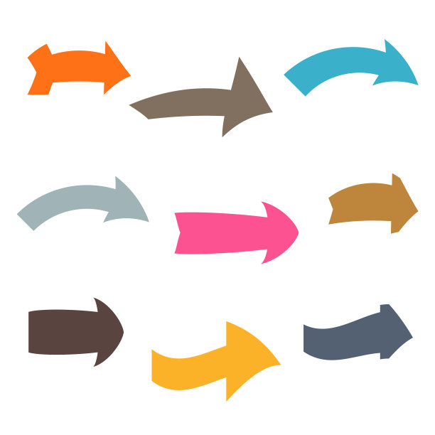 九种不同颜色的箭头图片下载