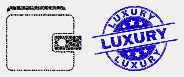 像素钱包图标和垃圾奢侈品印章图片下载