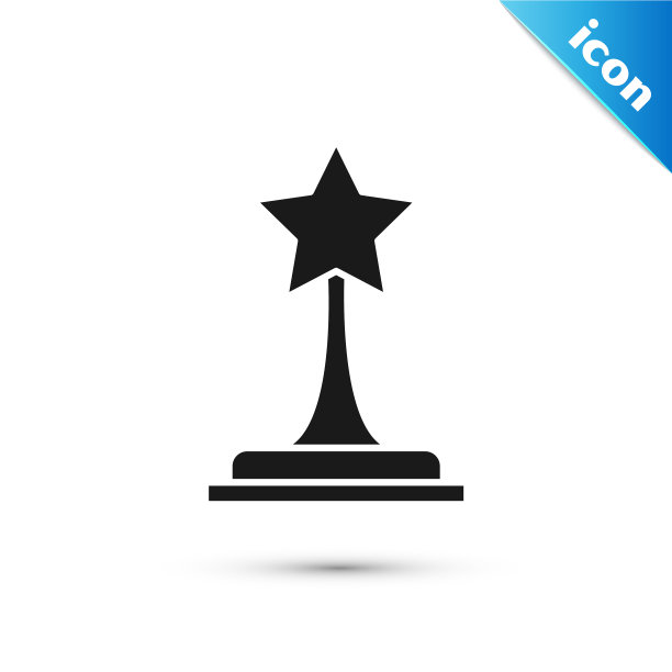 黑色电影奖杯图标孤立在白色图片下载