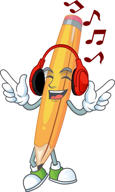 听音乐铅笔文具为中图片下载