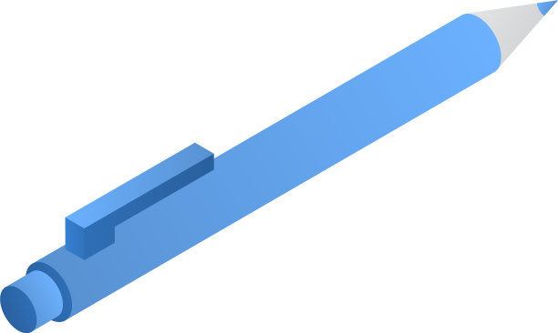 蓝色钢笔图标等距风格图片下载