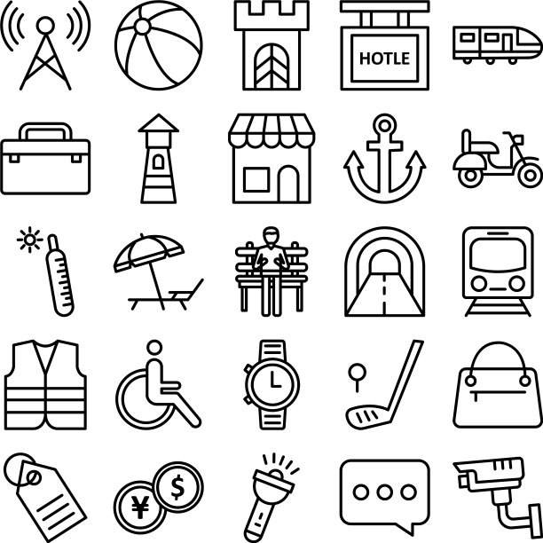 旅行孤立图标设置每一个ico图片下载