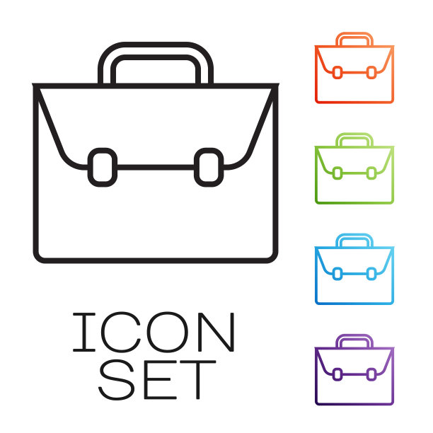 黑线公事包图标孤立在白色图片下载