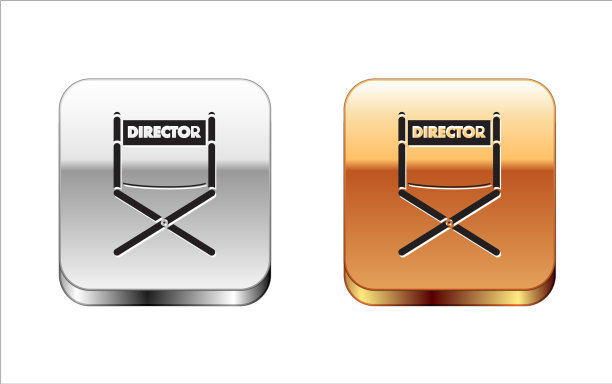 黑人导演电影椅子图标孤立在白色图片下载